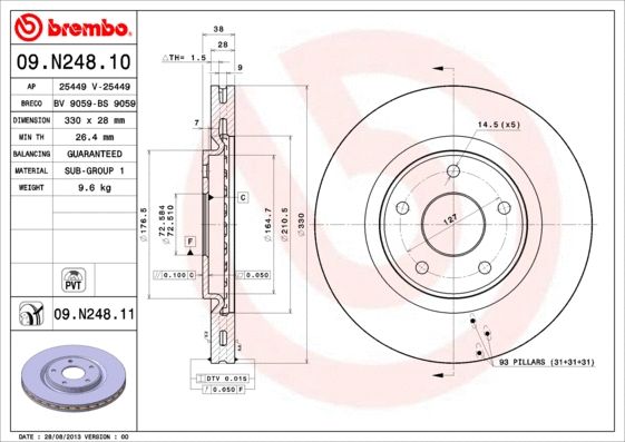 Диск тормозной LANCIA VOYAGER, VW ROUTAN, BREMBO (09N24811) Диск тормозной LANCIA VOYAGER, VW ROUTAN, BREMBO (09N24811)