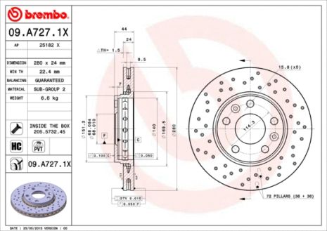 Диск тормозной NISSAN TOWNSTAR, DACIA DUSTER, BREMBO (09A7271X) Диск тормозной NISSAN TOWNSTAR, DACIA DUSTER, BREMBO (09A7271X)