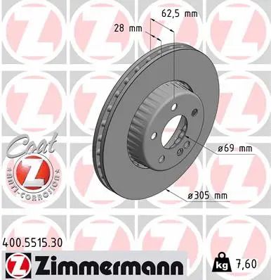 Диск гальмівний ZIMMERMANN (400551530) Диск гальмівний ZIMMERMANN (400551530)