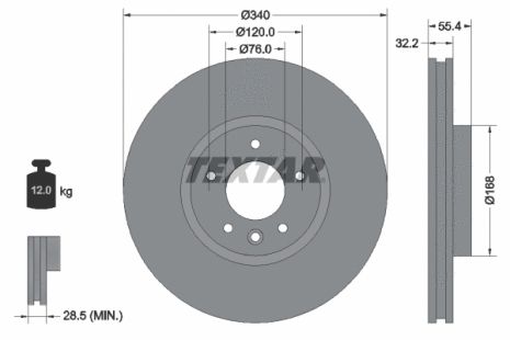 Диск гальмівний VW CALIFORNIA, TEXTAR (92230305)