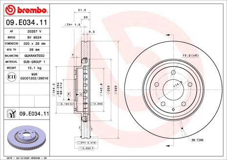 Диск тормозной MAZDA (CHANGAN), BREMBO (09E03411)