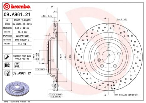 Диск тормозной BRABUS 35MR, MERCEDES-BENZ GL-CLASS, BREMBO (09A96121) Диск тормозной BRABUS 35MR, MERCEDES-BENZ GL-CLASS, BREMBO (09A96121)