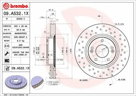 Диск тормозной HYUNDAI (BEIJING), KIA (DYK), BREMBO (09A5321X)