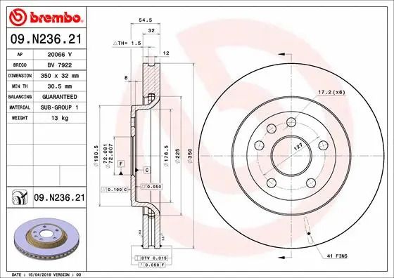 Диск тормозной DODGE DURANGO, JEEP GRAND CHEROKEE, BREMBO (09N23621) Диск тормозной DODGE DURANGO, JEEP GRAND CHEROKEE, BREMBO (09N23621)