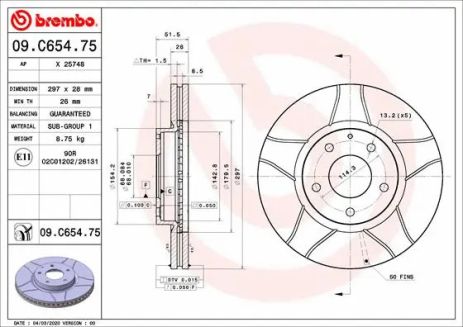 Диск тормозной MAZDA (FAW), MAZDA (CHANGAN), BREMBO (09C65475)