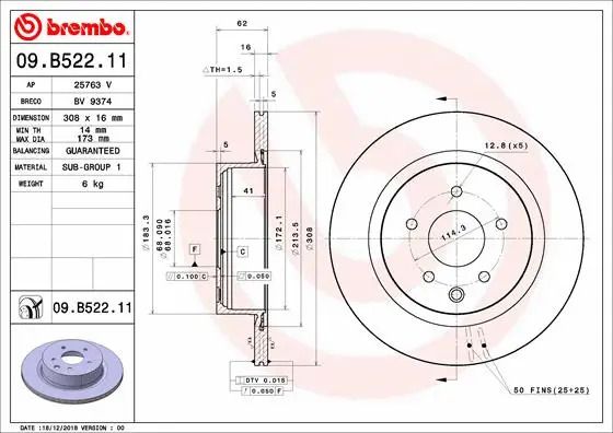 Диск тормозной NISSAN SKYLINE, INFINITI G, BREMBO (09B52211) Диск тормозной NISSAN SKYLINE, INFINITI G, BREMBO (09B52211)