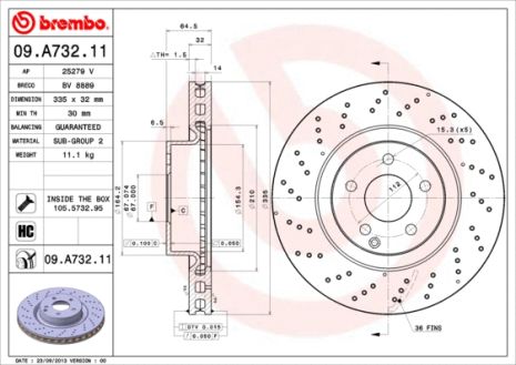 Диск гальмівний BRABUS 38S, MERCEDES-BENZ S-CLASS, BREMBO (09A73211) Диск гальмівний BRABUS 38S, MERCEDES-BENZ S-CLASS, BREMBO (09A73211)