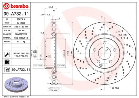 Диск гальмівний BRABUS 38S, MERCEDES-BENZ S-CLASS, BREMBO (09A73211) Диск гальмівний BRABUS 38S, MERCEDES-BENZ S-CLASS, BREMBO (09A73211)
