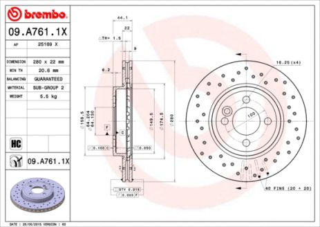 Диск гальмівний MINI MINI, BREMBO (09A7611X) Диск гальмівний MINI MINI, BREMBO (09A7611X)