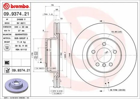 Диск тормозной LAND ROVER, BREMBO (09937421) Диск тормозной LAND ROVER, BREMBO (09937421)