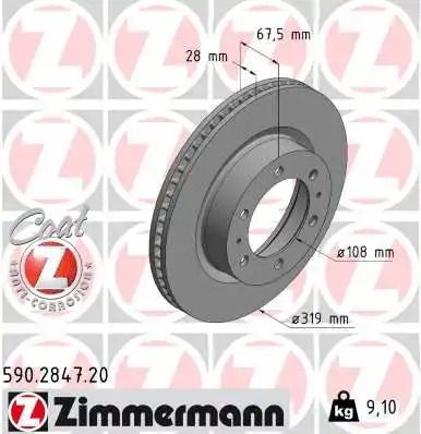 Диск тормозной TOYOTA HILUX, ZIMMERMANN (590284720)