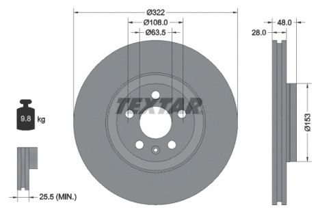 Диск тормозной LYNK&, VOLVO ASIA, TEXTAR (92287405)