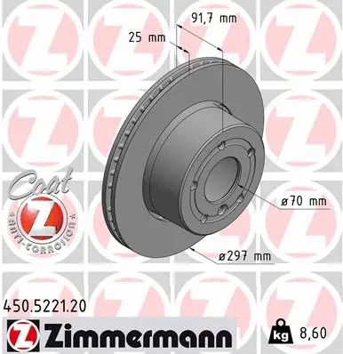 Диск тормозной LAND ROVER, ZIMMERMANN (450522120)