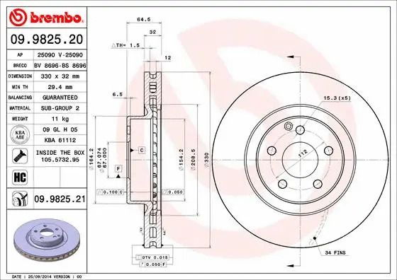Диск тормозной MERCEDES-BENZ (BBDC), MERCEDES-BENZ E-CLASS, BREMBO (09982521) Диск тормозной MERCEDES-BENZ (BBDC), MERCEDES-BENZ E-CLASS, BREMBO (09982521)