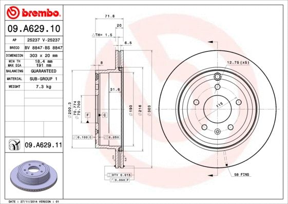 Диск тормозной CHEVROLET CAPTIVA, VAUXHALL ANTARA, BREMBO (09A62910) Диск тормозной CHEVROLET CAPTIVA, VAUXHALL ANTARA, BREMBO (09A62910)