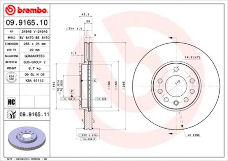 Диск тормозной CHEVROLET VECTRA, BAIC SENOVA, BREMBO (09916511) Диск тормозной CHEVROLET VECTRA, BAIC SENOVA, BREMBO (09916511)