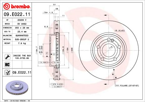 Диск тормозной MERCEDES-BENZ (BBDC), MERCEDES-BENZ B-CLASS, BREMBO (09E02211)