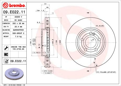 Диск гальмівний MERCEDES-BENZ (BBDC), MERCEDES-BENZ B-CLASS, BREMBO (09E02211)