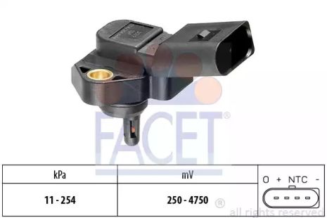 Датчик давления наддува (4конт.) Audi A4/A6/A8 1.2D-4.2 91, AUDI A4, SKODA 038906051, FACET (103012)