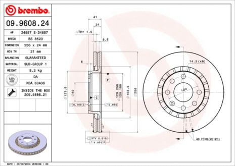 Диск тормозной CHEVROLET LANOS, LOTUS ELAN, BREMBO (09960824) Диск тормозной CHEVROLET LANOS, LOTUS ELAN, BREMBO (09960824)