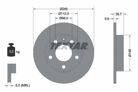 Диск гальмівний SEAT EXEO, AUDI A4, TEXTAR (92106203) Диск гальмівний SEAT EXEO, AUDI A4, TEXTAR (92106203)