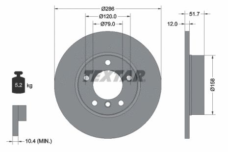 Диск тормозной BMW 3, TEXTAR (92055503)