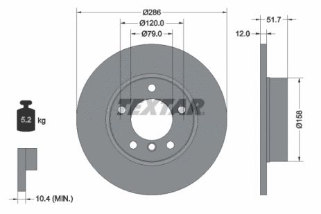 Диск тормозной BMW 3, TEXTAR (92055503)
