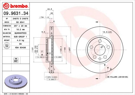 Диск тормозной FIAT SCUDO, BREMBO (09963134) Диск тормозной FIAT SCUDO, BREMBO (09963134)