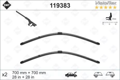 Щетка стеклоочистителя, VOLKSWAGEN 2K0998002, SEAT 1J0955429A, SWF (119383)