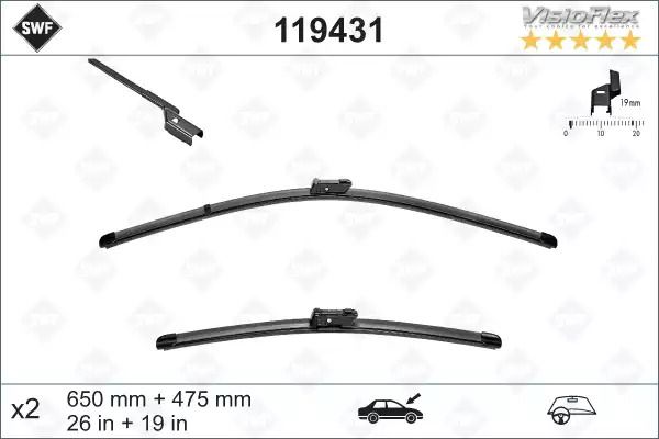 Щетка стеклоочистителя visioflex oe (картон. упаковка) x 2шт, NISSAN NV300, SWF (119431) Щетка стеклоочистителя visioflex oe (картон. упаковка) x 2шт, NISSAN NV300, SWF (119431)