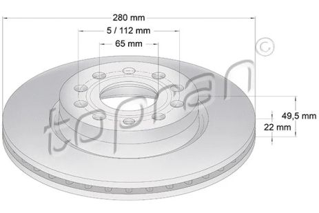 Диск тормозной AUDI A3, SKODA YETI, HANS PRIES TOPRAN (110074)