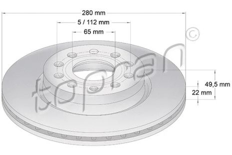 Диск тормозной AUDI A3, SKODA YETI, HANS PRIES TOPRAN (110074)