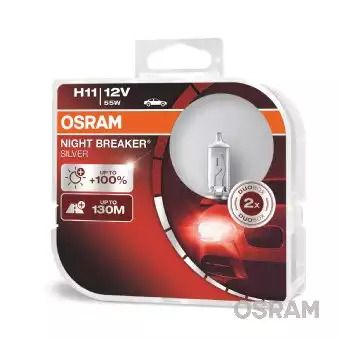 Лампа фарная H11 12V 55W PGJ19-2 NIGHT BREAKER SILVER (+100) компл.(пр-во OSRAM) Лампа фарная H11 12V 55W PGJ19-2 NIGHT BREAKER SILVER (+100) компл.(пр-во OSRAM)
