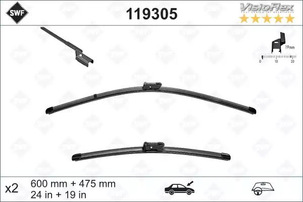 Щетка стеклоочистителя visioflex oe (картон. упаковка) x 2шт, VOLKSWAGEN 1K0955429B, SKODA 5L1955425, SWF (119 Щетка стеклоочистителя visioflex oe (картон. упаковка) x 2шт, VOLKSWAGEN 1K0955429B, SKODA 5L1955425, SWF (119