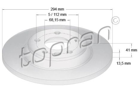 Диск тормозной SEAT ALHAMBRA, VW TRANSPORTER, HANS PRIES TOPRAN (107692)