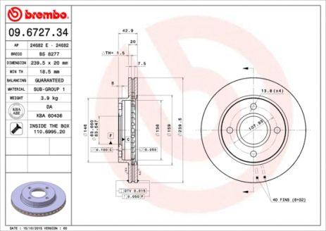 Диск тормозной FORD (CHANGAN), LTI TX, BREMBO (09672734) Диск тормозной FORD (CHANGAN), LTI TX, BREMBO (09672734)