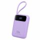 Повербанк YM-840 20000 mAh Black з вбудованими кабелями USB-C та Lightning, LED-дисплеєм Violet