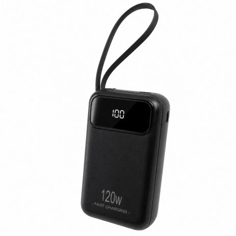 Повербанк YM-840 20000 mAh Black з вбудованими кабелями USB-C та Lightning, LED-дисплеєм, Black