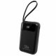 Повербанк YM-840 20000 mAh Black з вбудованими кабелями USB-C та Lightning, LED-дисплеєм, Black