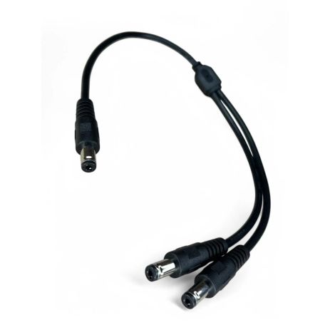 Кабель-разветвитель с DC 5.5x2.1(M) to 2 DC 5.5x2.1(M) 0.5m с ПЕРЕМЫЧКОЙ черный (переходник, раздвоитель, адаптер DC 1M2M)