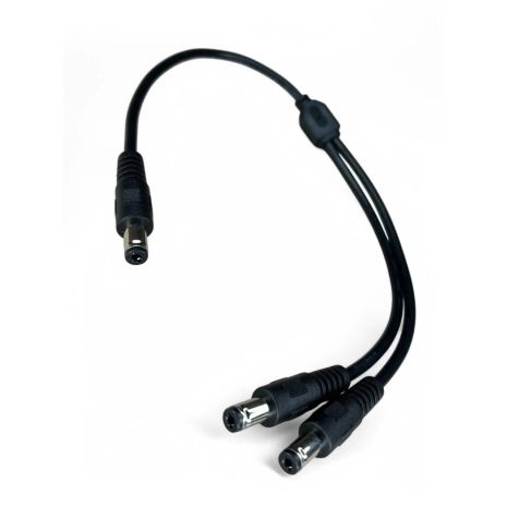 Кабель-разветвитель с DC 5.5x2.1(M) to 2 DC 5.5x2.1(M) 0.5m с ПЕРЕМЫЧКОЙ черный (переходник, раздвоитель, адаптер DC 1M2M)