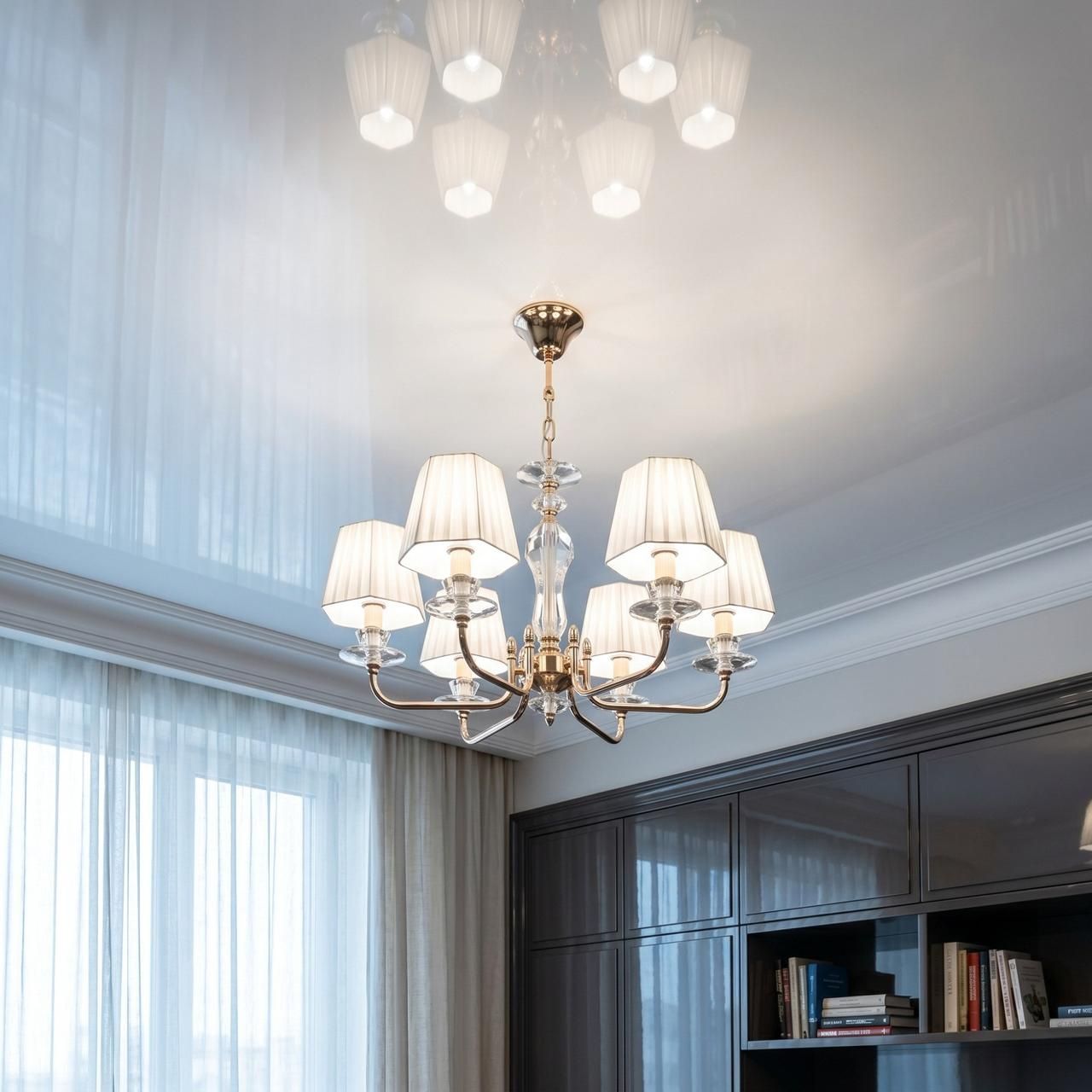 Підвісна люстра з абажурами Splendid Ray цоколь ламп 5 шт колір Золотистий 30431755 Підвісна люстра з абажурами Splendid Ray цоколь ламп 5 шт колір Золотистий 30431755