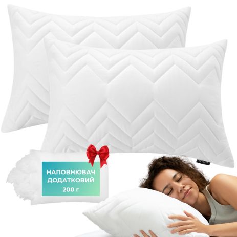 Набор подушек IDEIA Nordic Comfort+ 50×70 2 шт с молнией, антиаллергенные, в подарок наполнитель 200 г, белые (8-35819*001) Набор подушек IDEIA Nordic Comfort+ 50×70 2 шт с молнией, антиаллергенные, в подарок наполнитель 200 г, белые (8-35819*001)