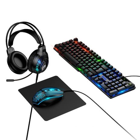 Набір Gaming Combo HOCO Handsome luminous keyboard mouse headset set DI86 (UA/EN/ua Layouts) black