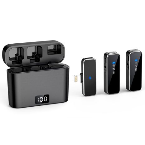 Бездротовий петличний мікрофон M3 2-in-1 для телефонів iPhone (Lightning adapter) Чорний Бездротовий петличний мікрофон M3 2-in-1 для телефонів iPhone (Lightning adapter) Чорний