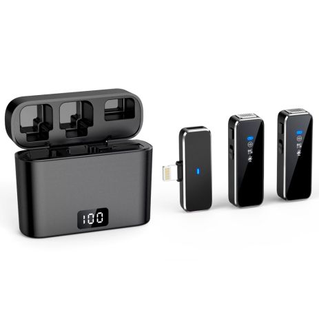 Бездротовий петличний мікрофон M3 2-in-1 для телефонів iPhone (Lightning adapter) Чорний