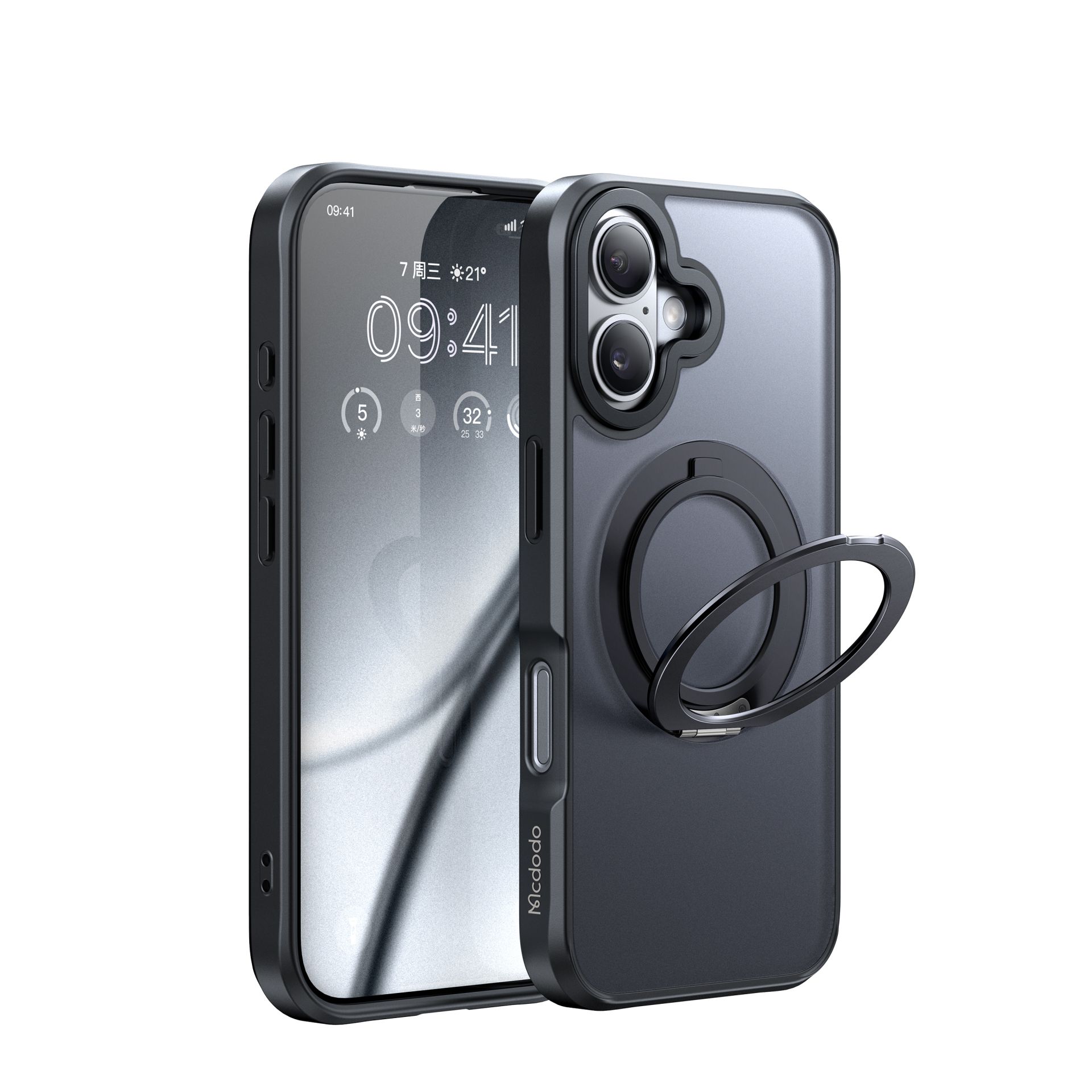 Магнітний чохол для iPhone 16 із Magsafe Mcdodo з тримачем PC-4930 Black Магнітний чохол для iPhone 16 із Magsafe Mcdodo з тримачем PC-4930 Black