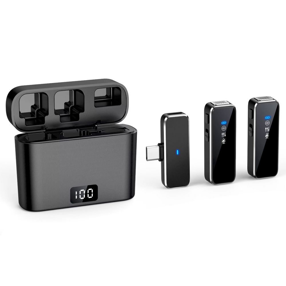 Бездротовий петличний мікрофон M3 2-in-1 для телефонів Android та iPhone 15, 16 (Type-C adapter) Чорний Бездротовий петличний мікрофон M3 2-in-1 для телефонів Android та iPhone 15, 16 (Type-C adapter) Чорний
