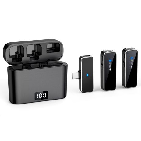 Беспроводной петличный микрофон M3 2-in-1 для телефонов Android и iPhone 15, 16 (Type-C adapter) Черный