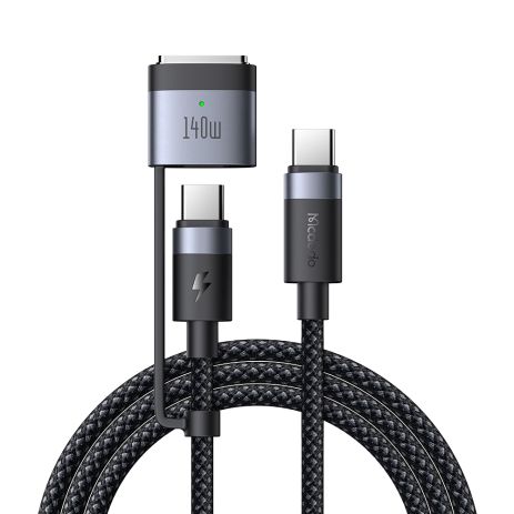 Кабель для зарядки и передачи данных Mcdodo 240W/140W 2-в-1 USB-C to USB-C+Magsafe 3 2 м CA-0140 Черный